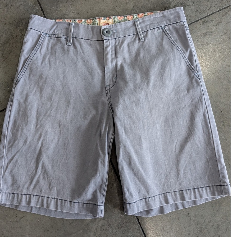 Levi's Y2K Tab Twills Women's Gray Chino Shorts with Patterned Waistband Size 12